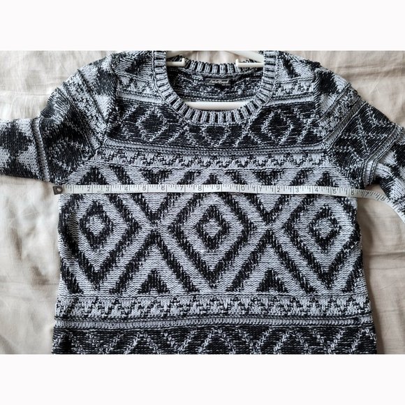 NWOT Lucky Brand Aztec Black and White Cotton Pullover Sweater - Picture 8 of 11